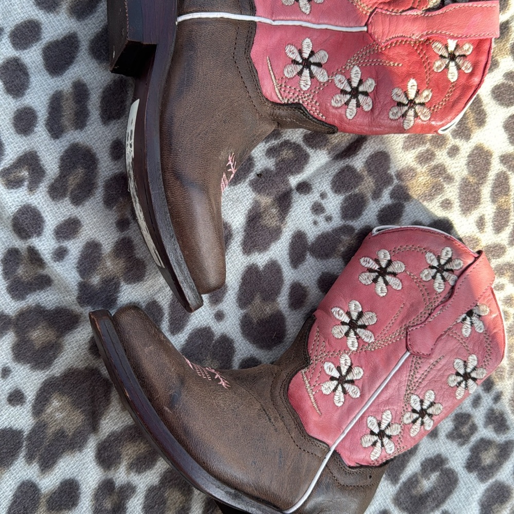 Pink and Brown Floral Cowboy Boots